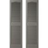 Builders Edge 12 in. W x 73 in. H Builders Edge, Custom Cathedral Top Center Mullion, Open Louver Shutters, Includes Matching Installation Spikes (Per Pair), 018 - Tuxedo Grey view 1