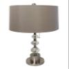 Royal Designs LBO-1005BN-HB-635-14GR Lamp Base with Crystal Ball Accents and Shallow Drum Hardback Lamp Shade, Brush Nickel Lamp Base and Gray Shade view 1