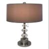 Royal Designs LBO-1005BN-HB-635-14GR Lamp Base with Crystal Ball Accents and Shallow Drum Hardback Lamp Shade, Brush Nickel Lamp Base and Gray Shade view 2