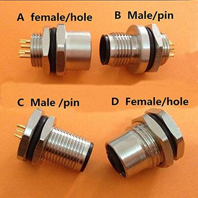 Davitu 5pcs M12, 4pin 5pin 8pin locking Connectors Aviation Plug Socket Male & female Wire Panel Connector Adapters Adaptor - (Color: D female 8 holes)