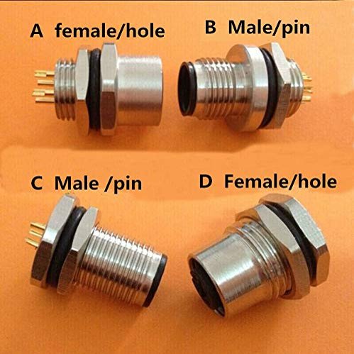 Davitu 5pcs M12, 4pin 5pin 8pin locking Connectors Aviation Plug Socket Male & female Wire Panel Connector Adapters Adaptor - (Color: D female 8 holes)