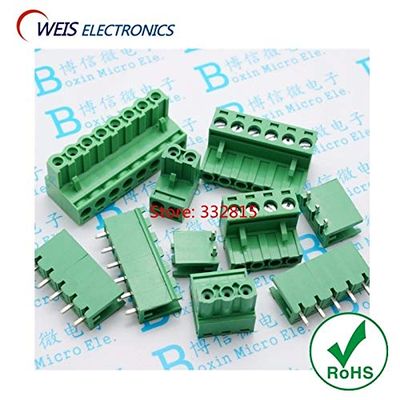 Davitu 100sets 2EDG 5.08mm plug + socket 2P 3P 4P 5P 6P 7P 8P (90 degree bent LEG) splice connector terminal ROHS - (Color: 7P)