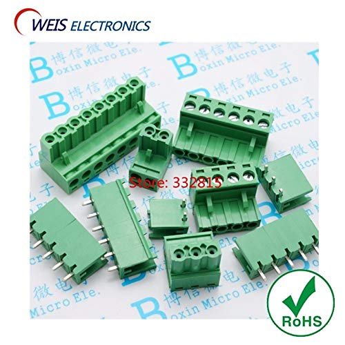 Davitu 100sets 2EDG 5.08mm plug + socket 2P 3P 4P 5P 6P 7P 8P (90 degree bent LEG) splice connector terminal ROHS - (Color: 7P)