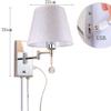 LIN XIAO HAO mayu USB Reading Plug-in and Pull Chain Wall Lamp Swing Arm Light,Bedside Reading Living Room Wall Lamp Light,USB Charging Port,Metal & Cloth Wall Sconces (Size : 30cm22cm) view 2
