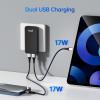 BUDI 17W Extra Slim Portable Wall Charger 2-Port USB-A Charger Foldable Wall Plug Compatible with Home Camera, iPhone IPad Samsung Galaxy(Black USB-A) view 2