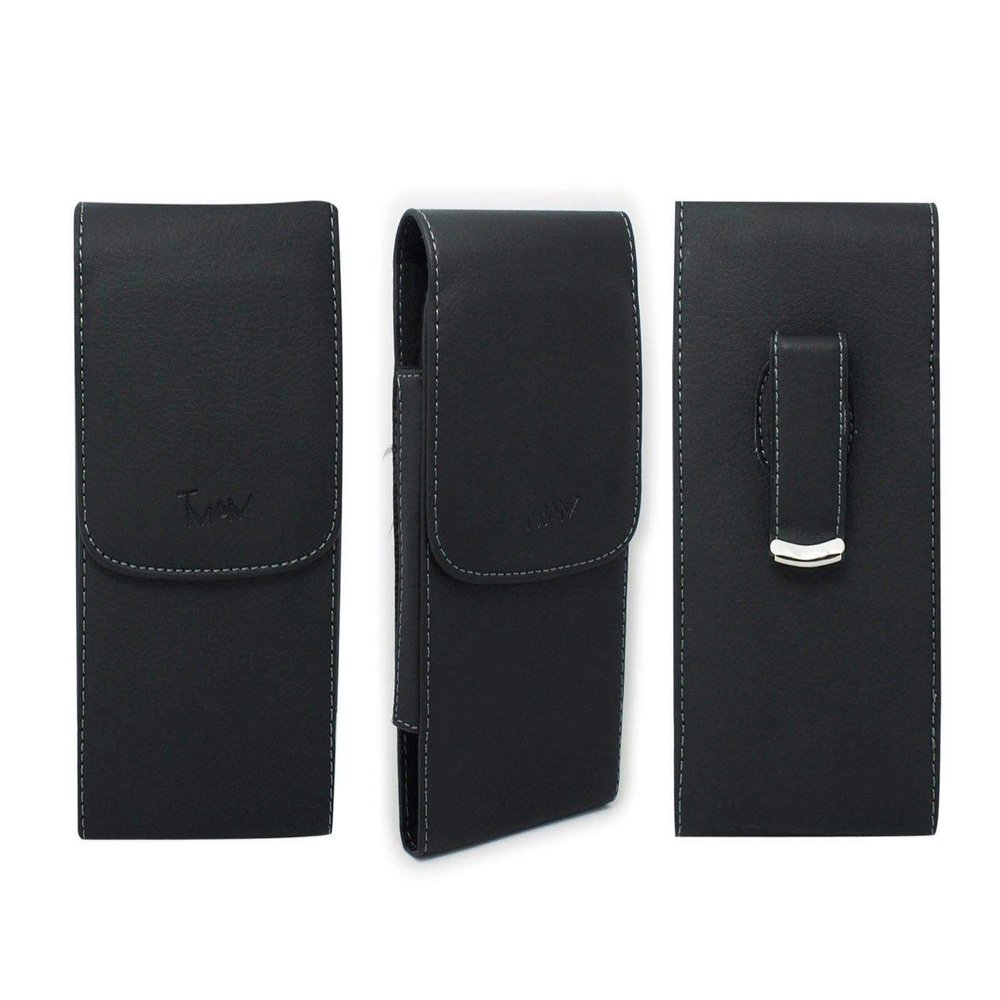 yan Black Leatherette Case Pouch Belt Holster w Clip for Caterpillar CAT S50c Phone