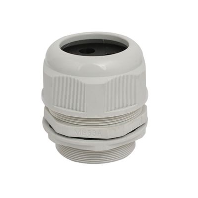 Aexit M63x1.5mm Nylon Transmission 3 Holes Adjustable Cables Gland Joint Connector Gray