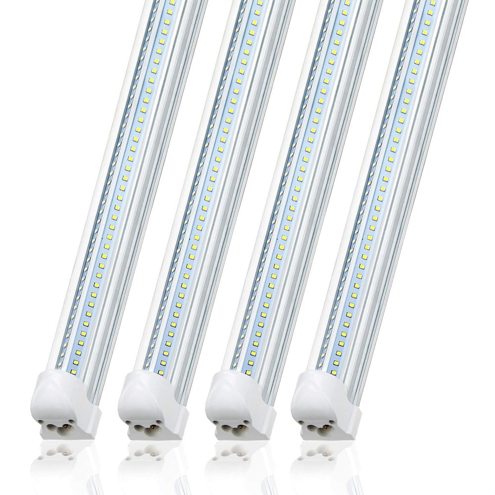 SZSKYING LED Shop Lights,72W 7200LM 6500K,8FT Integrated Fixture,V Shape,T8 Light Tube,Daylight White,Clear Cover,High Output, LED Shop Lights for Garage Warehouse Workshop Basement (Pack of 25)