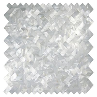 CNK Tile White Groutless Herringbone Pearl Backsplash Tile - 12" x 12" Polished Mother of Pearl for Kitchen Bathroom and Home Dcor Seamless Installation Durable & Easy Maintenance Pack of 1