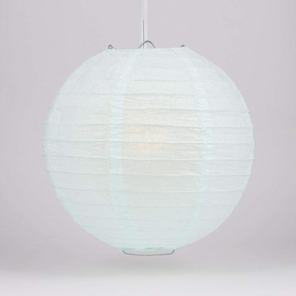Quasimoon PaperLanternStore.com 16 Inch Artic Blue Even Ribbing Round Paper Lantern (10 Pack)