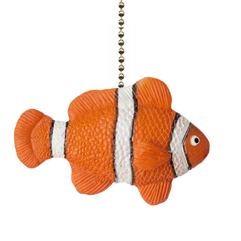 Clementine Design Clown Fish Ceiling Fan Pull Chain Light Coastal Nautical Beach Ocean Sea Life Decorative Extension