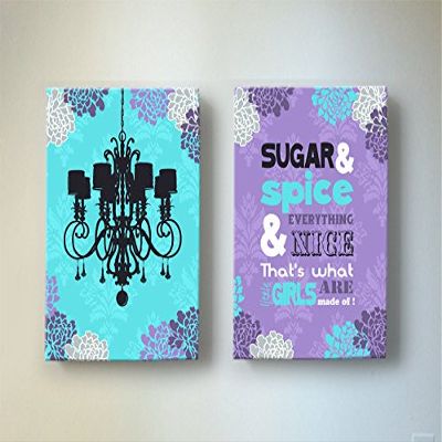 Girls Princess Canvas Wall Decor - Memorable Children's Nursery Rhymes - Chandelier Floral Wall Art that Make Great Baby Shower Gifts - for Bedrooms & Playrooms - Choose from Designer Colors & Sizes
