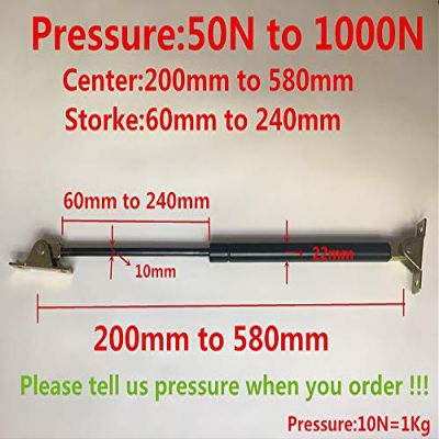 Ochoos 2pcs/lot Pneumatic Gas Spring Hydraulic strut Pressure:50N to 1000N Central Distance:200-580mm,Stroke:60-240mm - (Color: 480mm200mm)