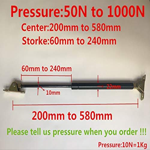 Ochoos 2pcs/lot Pneumatic Gas Spring Hydraulic strut Pressure:50N to 1000N Central Distance:200-580mm,Stroke:60-240mm - (Color: 480mm200mm)