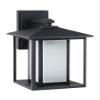 Generation Lighting 89031-12 Lighting Hunnington-100W One Light Outdoor Wall Lantern in Contemporary Style-9 Inch Wide by 14 Inch high Black, Etched Seeded Glass Panels view 1