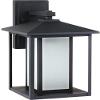 Generation Lighting 89031-12 Lighting Hunnington-100W One Light Outdoor Wall Lantern in Contemporary Style-9 Inch Wide by 14 Inch high Black, Etched Seeded Glass Panels view 3