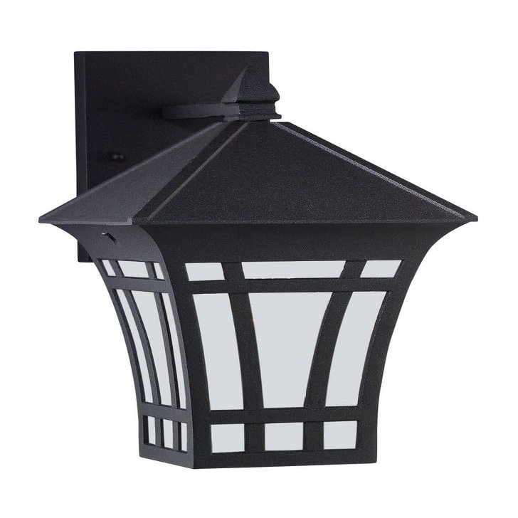 Generation Lighting 89132-12 Transitional One Light Outdoor Wall Lantern from Seagull - Herrington Collection in Black Finish, 100 Total Watts, 11.75 Inch Height