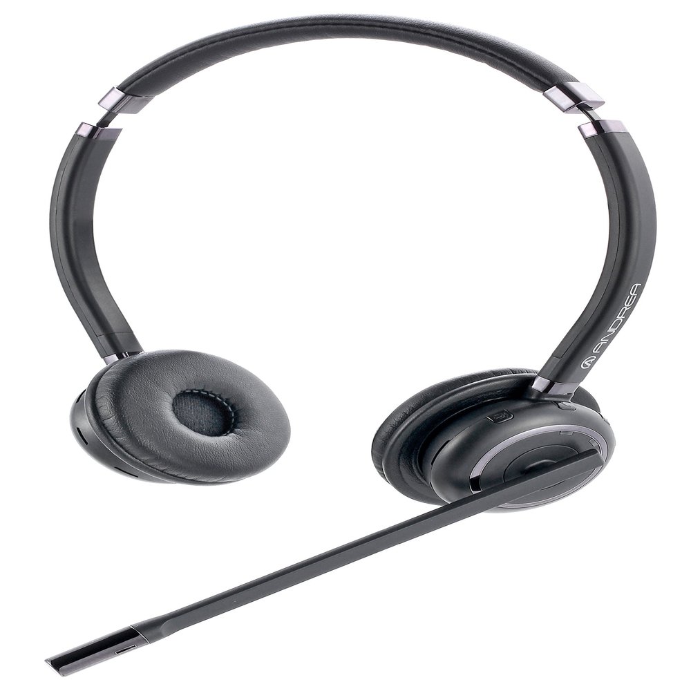 Andrea Communications C1-1030900-1 Wnc-2500 Wireless Noise-Canceling Bluetooth Stereo Headset,Black