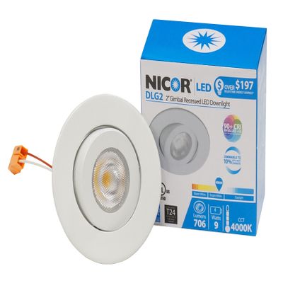 Nicor Lighting 2 inch LED Gimbal Downlight in White, 4000K (DLG2-10-120-4K-WH)