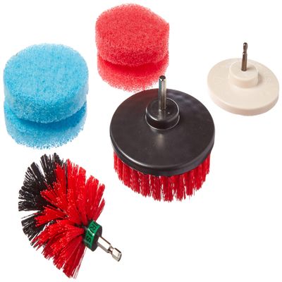 Bring It On Drill Brush Set, Clean Tile Grout, Tubs, Shower Doors, Windows, Nylon Bristles, Red, Polypropylene, 3-Piece Set