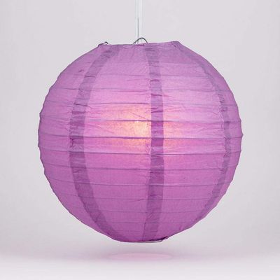 Quasimoon PaperLanternStore.com 16 Inch Violet Even Ribbing Round Paper Lantern (10 Pack)
