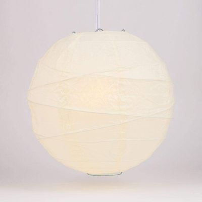PaperLanternStore.com 10 Inch Beige Irregular Ribbed Paper Lantern (10 PACK)