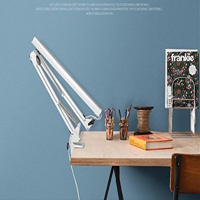 ELEOPTION Powerful A16 LED Desk Lamp With USB Charging Port,Long Arm Metal Folding Clip-on 3-Level Dimmer Adjustable For Reading, Home, Office, Art Workshop, Showrooms, Bookstores Students Desk, etc.