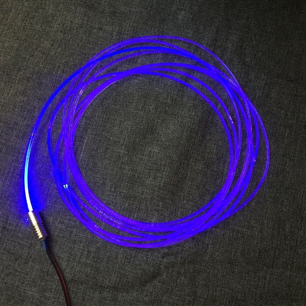 Raysell 3mm 10Meter PMMA Side Glow Optic Fiber Cable with 1.5W 12V LED Light Source Illuminator Blue