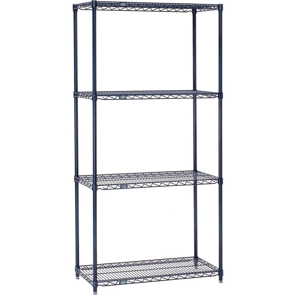 Nexelon Wire Shelving, Blue Epoxy, 48" W X 14" D X 86" H