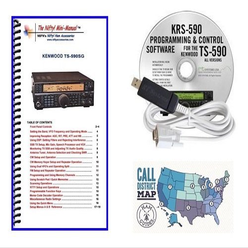 Kenwood TS-590SG Accessory Bundle - 3 Items: Includes RT Systems Programming Software/Cable Kit, Nifty! Mini-Manual and Ham Guides TM Quick Reference Card!!