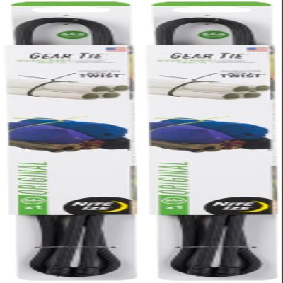 Nite Ize Gear Tie 64" Black Reusable Rubber Twisty Tie Durable Strap (2-Pack)2
