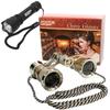 HQRP Theatre Kit: 3 x 25 Golden Opera Glasses w/Crystal Clear Optic (CCO), Silver Trim & Necklace Chain + Professional Compact Ultra Bright Flashlight view 1