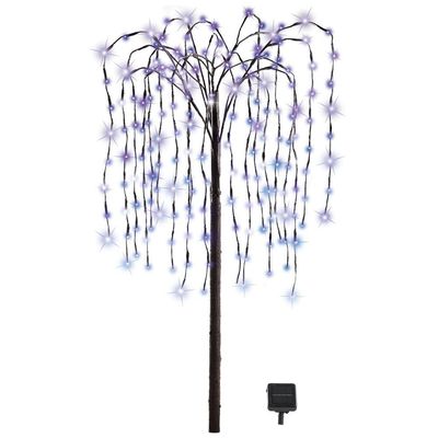 Collections Etc. LED Solar Willow Tree, Outdoor Solar Tree with Colorful Solar-Powered Lights with Adjustable Branches, Purple Lights