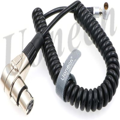 Uonecn XLR 4pin Female to Right Angle 0B 2pin Male Power Spring Cable for ARRI Alexa Camera Monitor