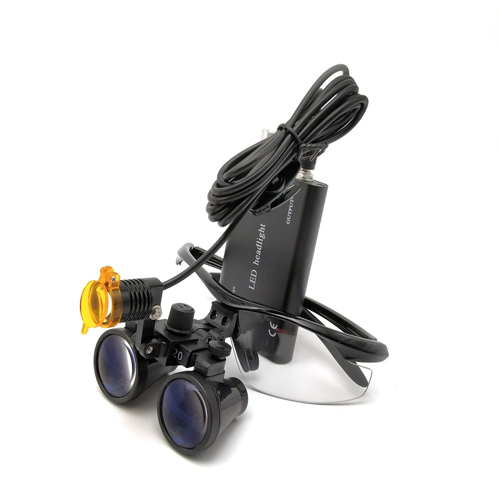 NSKI 3.5X 420mm Binocular Loupes Optical Glasses + 3W LED Headlight Lamp with Filter (Black)
