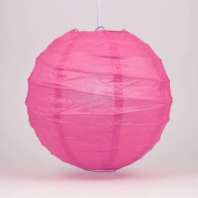 PaperLanternStore.com 8 Inch Fuchsia Irregular Ribbed Paper Lantern (10 PACK)