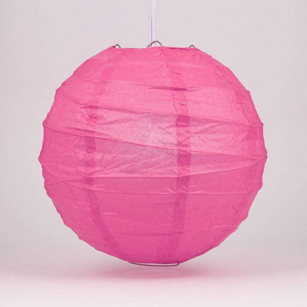 PaperLanternStore.com 8 Inch Fuchsia Irregular Ribbed Paper Lantern (10 PACK)