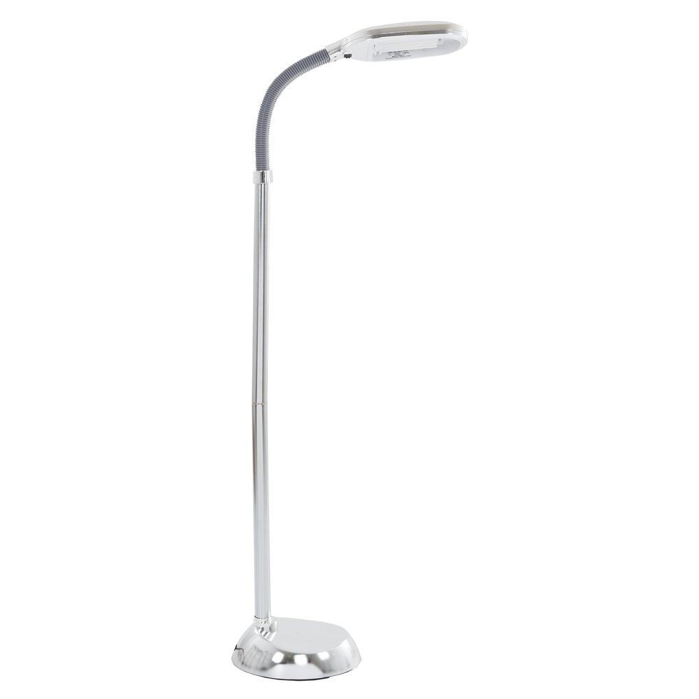 Adjustable Floor Lamp - Full Spectrum Natural Sunlight Lamp with Bendable Neck - Dimmable Light for Bedroom or Living Room by Lavish Home (Chrome)