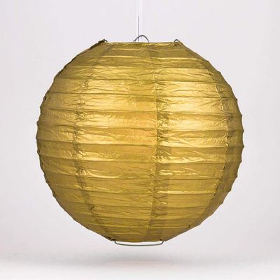 Quasimoon PaperLanternStore.com 12 Inch Gold Round Paper Lanterns (10 Pack)