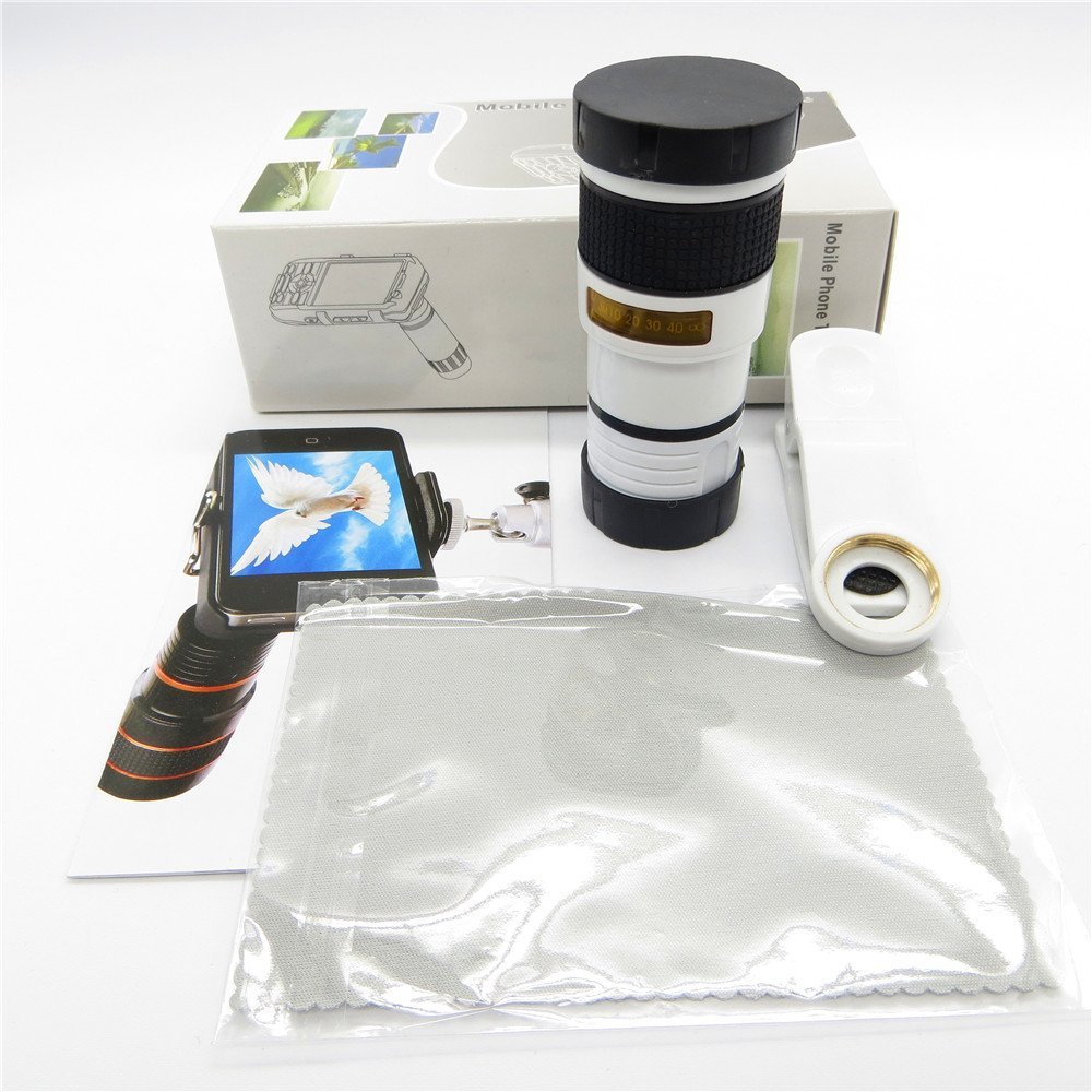 GDIPro 8X Magnifier Optical Zoom Telescope Camera Lens Case Cover Kit for iPhone 6 6plus 5 5S 4 4S, Samsung Galaxy S3 S4 S5 Note 4/3/2,LG, HTC, Sony Smartphones, iPad, Tablet