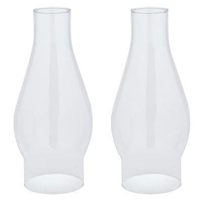 Ciata Victorian Hurricane Chimney Lamp Globe Replacement, 2 Pack, Clear Glass, Traditional Style, Chimney Shape, 7-1/2 Inch Height, 3-1/2 Inch Bulge