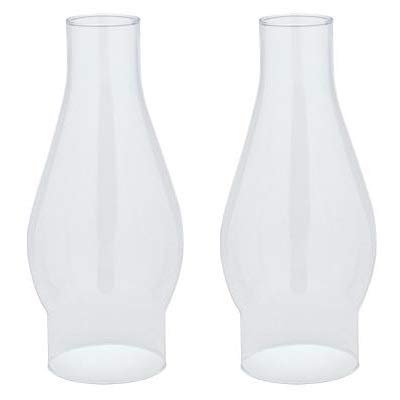 Ciata Victorian Hurricane Chimney Lamp Globe Replacement, 2 Pack, Clear Glass, Traditional Style, Chimney Shape, 7-1/2 Inch Height, 3-1/2 Inch Bulge