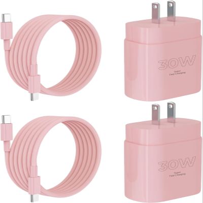 iPhone 17 16 15 Charger Fast Charging 10FT Cable, 30W USB C Charger Block for i Phone 15 16 16e 17 Air Plus Pro Max/iPad Pro/AirPods, PD USBC Power Adapter Wall Plug & Type C to C Cord (Pink, 10FT)
