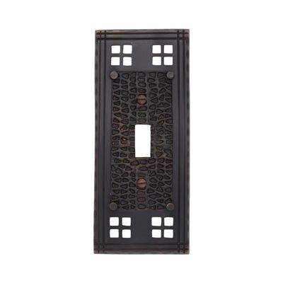 Arts and Crafts Mission Bronzed Brass One Single Gang Switch Plate