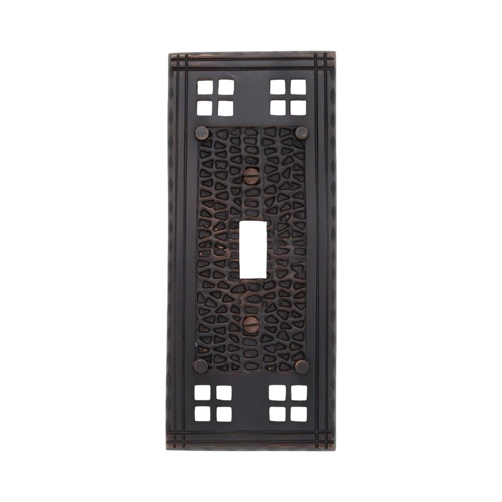 Arts and Crafts Mission Bronzed Brass One Single Gang Switch Plate