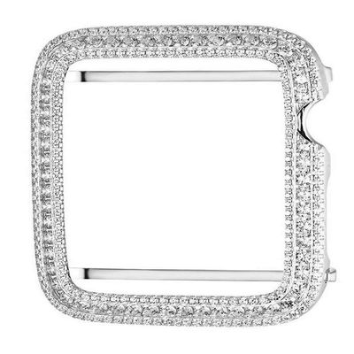 Compatible with Apple Series # 1 Bling Watch Cubic Zirconia White Gold Finish Bezel Case Insert 42mm