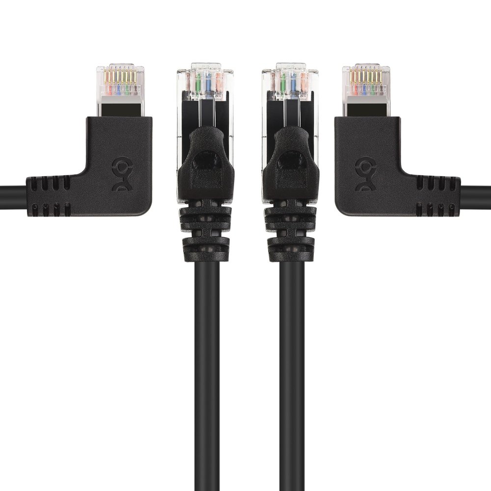 Cable Matters 10Gbps Combo-Pack 90 Degree Cat 6 Ethernet Cable - 10ft, Cat6 Right Angle Ethernet Cable (90Degree + 270 Degree Right-Angle RJ45 Connectors)