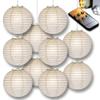 PaperLanternStore.com 12" Cool White Paper Lantern Party Pack with Remote Controlled LED Lights (10-Pack Combo Kit) view 1
