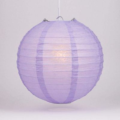 Quasimoon PaperLanternStore.com 10 Inch Lavender Even Ribbing Round Paper Lantern (10 Pack)