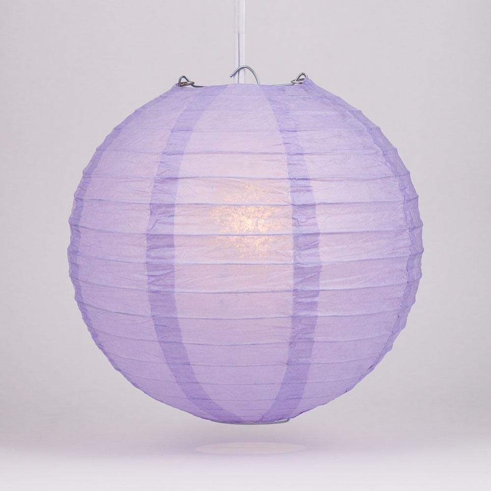 Quasimoon PaperLanternStore.com 10 Inch Lavender Even Ribbing Round Paper Lantern (10 Pack)